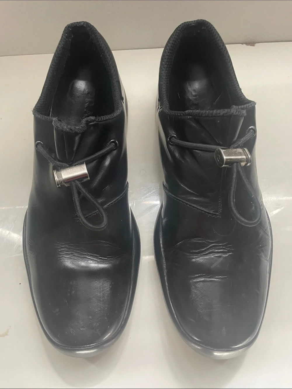 Prada Black Leather Chukka Boots with Silver Toggle